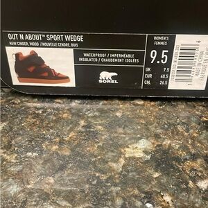 NIB! Sorel women’s Out N About Sport Wedge -  chocolate brown & tan- so cute!